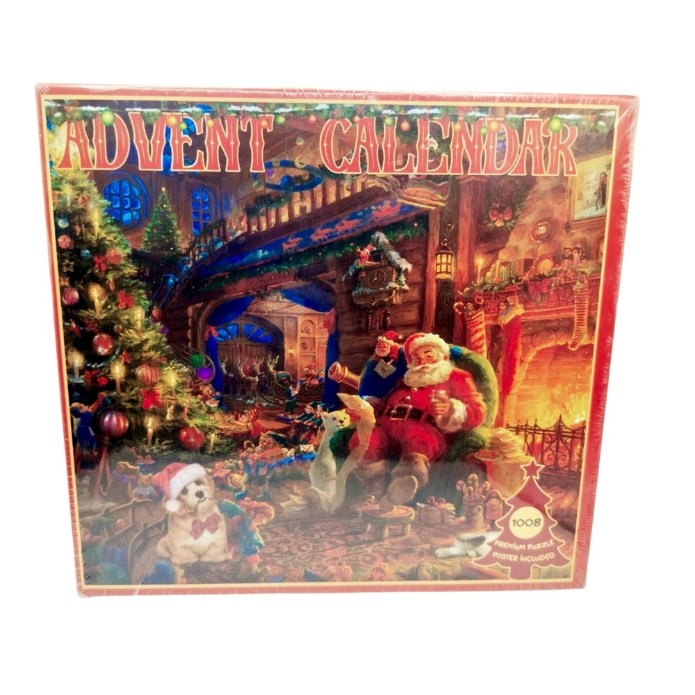 Christmas Puzzle Advent Calendar and Poster Santa Festive Holiday 1008 Pcs NEW